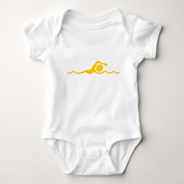 Body Para Bebê Figura de Natação - Âmbar (Frente)