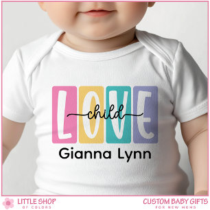 Body Para Bebê Filha do Amor Nome Personalizável Menina