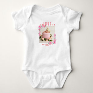 Body Para Bebê Filhinha Primeiro Natal Molho Cor-de-rosa