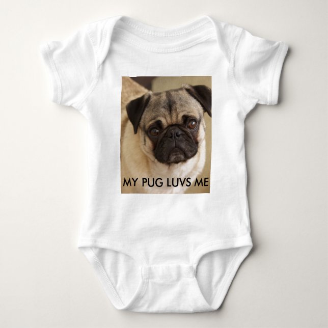 BODY PARA BEBÊ FILHOTE DE CACHORRO DO CÃO DO PUG (Frente)