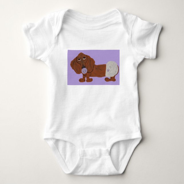 Body Para Bebê Filhote de Dachshund (Frente)