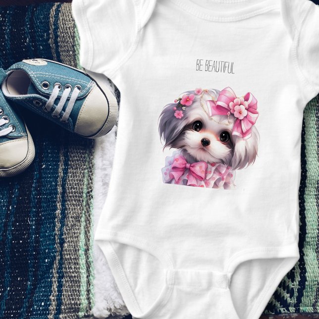 Body Para Bebê Filhote de Havanês Fofo Aquarela nome personalizad (Cute Havanese puppy nursery art Baby Bodysuit  - Adorable Dog Accessories for Baby Girl's Room
)