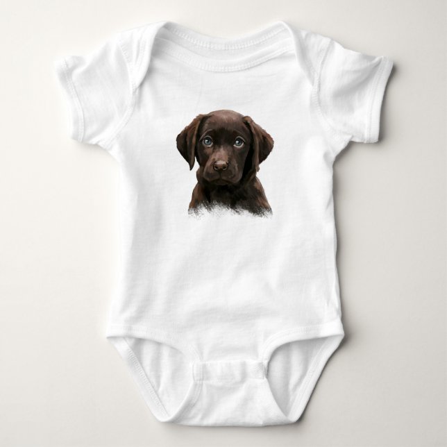 Body Para Bebê Filhote de Labrador Chocolate (Frente)
