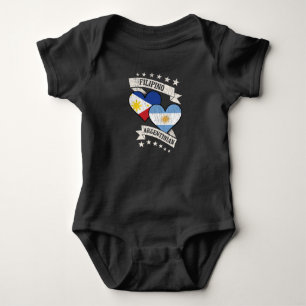 Body Para Bebê Filipino Argentino Heart Flags Filipinas Argen