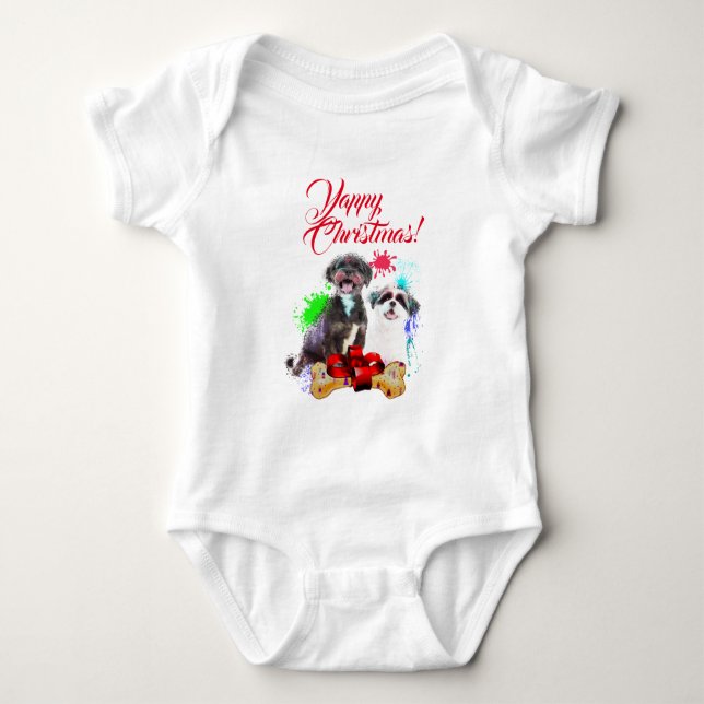 Body Para Bebê Fim de Natal Personalizável de Shih Tzu Dog (Frente)