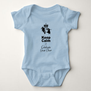 Body Para Bebê Fique Calmo Celebrando De Cabra Ano De Cabra Azul