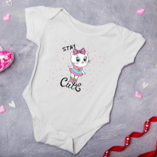 Body Para Bebê Fique Fofo Bebê Gatito Corações Menina
