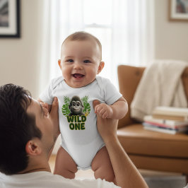 Body Para Bebê "Fique Louco" Romper de Gorila da Selva