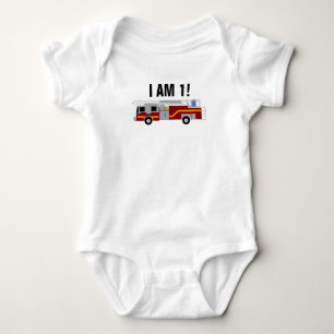 Body Para Bebê Firecaminhão, eu sou 1 Aniversário Bebê Bodô