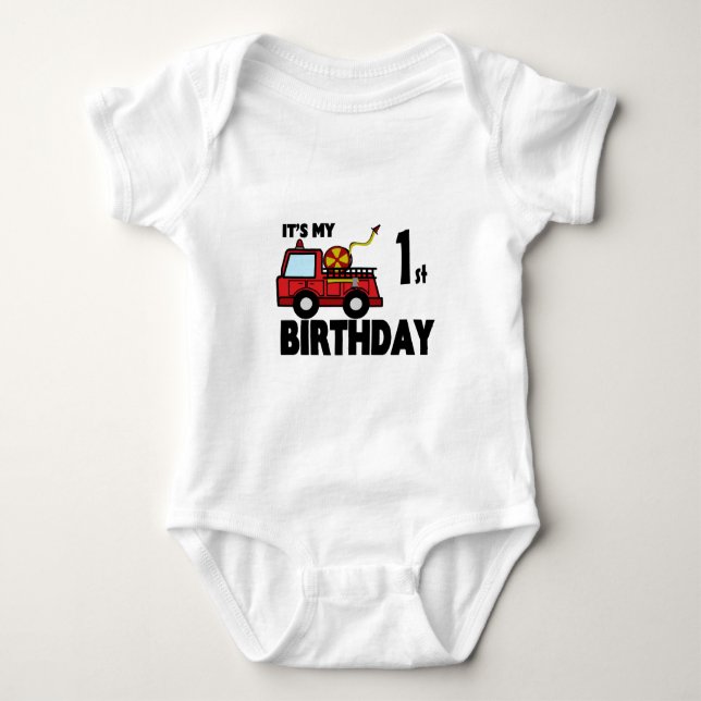 Body Para Bebê FireTruck Birthday (Frente)