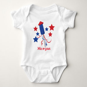 Body Para Bebê Fireworks e Stars 4 de julho