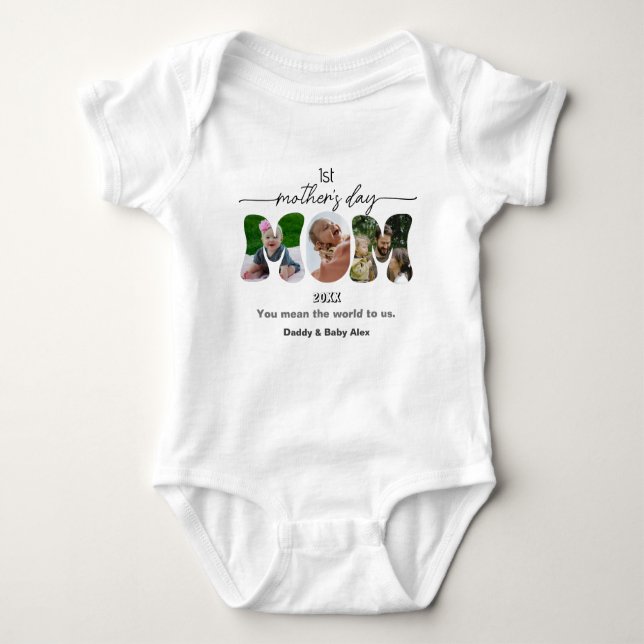 Body Para Bebê First Mother's Day 3 Photos Collage  Baby Bodysuit (Frente)