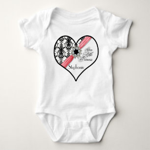 Body Para Bebê Fita branca do damasco do preto da curvatura da