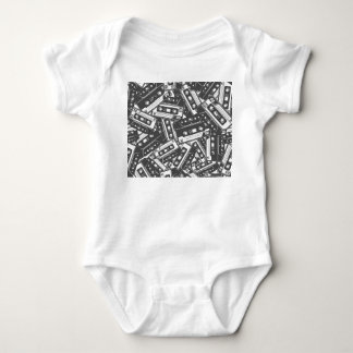 Body Para Bebê Fita Cassete: Padrão de Vintagem Monocromática