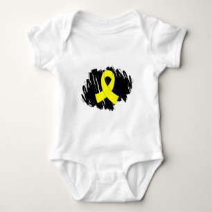Body Para Bebê Fita do amarelo do cancer Testicular com Scribble