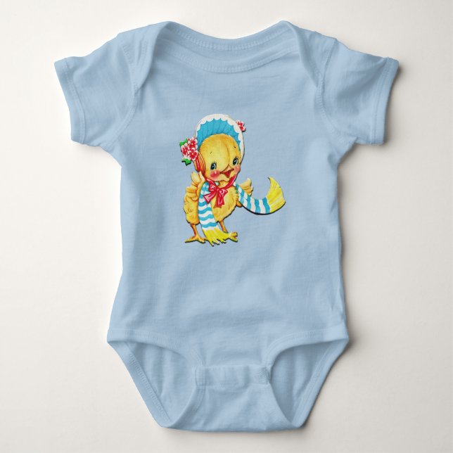 Body Para Bebê Fita Páscoa Cócica Unisex Azul (Frente)