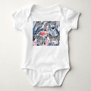 Body Para Bebê Fláir Tropical: Paraíso Flamingo Zebra