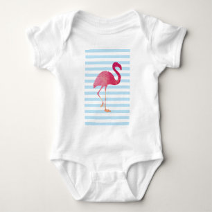 Body Para Bebê Flamingo, blue and white stripes