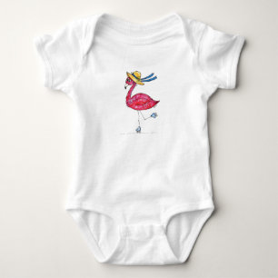Body Para Bebê Flamingo, branco e branco, cor-de-rosa, em Skates