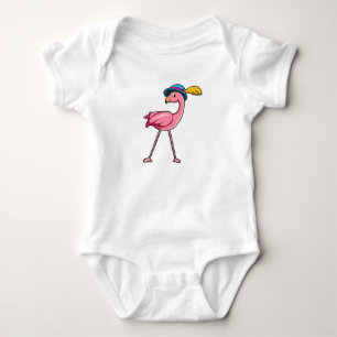 Body Para Bebê Flamingo com Chapéu & Pena