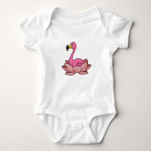 Body Para Bebê Flamingo com flor de Lotus
