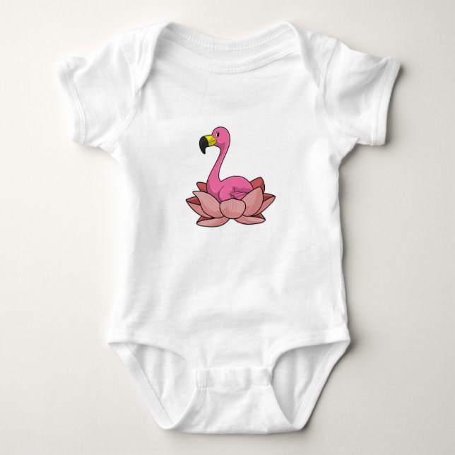 Body Para Bebê Flamingo com flor de Lotus (Frente)