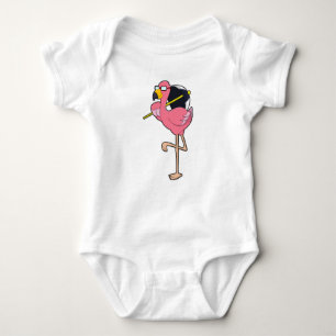 Body Para Bebê Flamingo com guarda-chuva