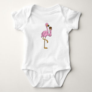 Body Para Bebê Flamingo com Muffin