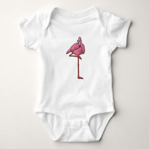 Body Para Bebê Flamingo com óculos de sol