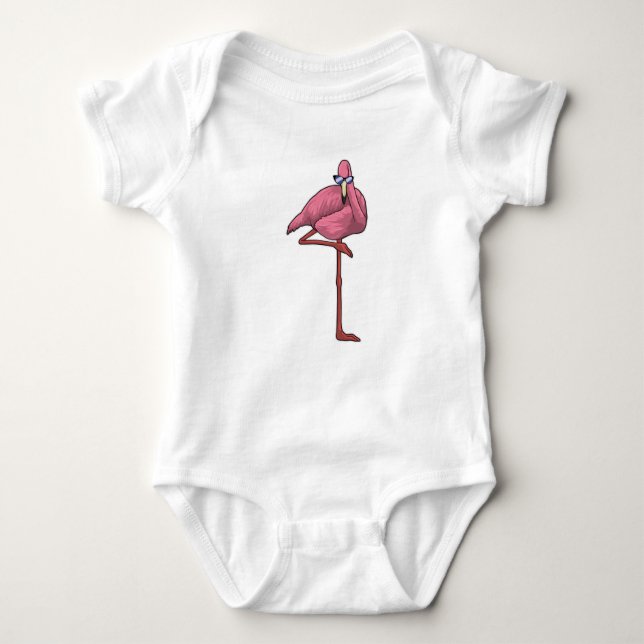 Body Para Bebê Flamingo com óculos de sol (Frente)