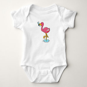 Body Para Bebê Flamingo com Peixe