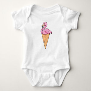 Body Para Bebê Flamingo com Waffle de Sorvete