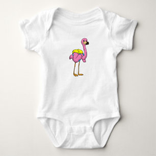 Body Para Bebê Flamingo como Alunos com saco escolar
