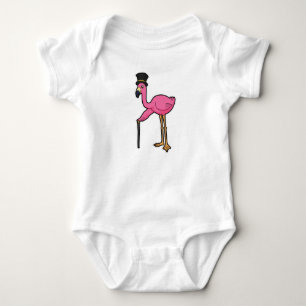 Body Para Bebê Flamingo como Grove com Chapéu e Cana