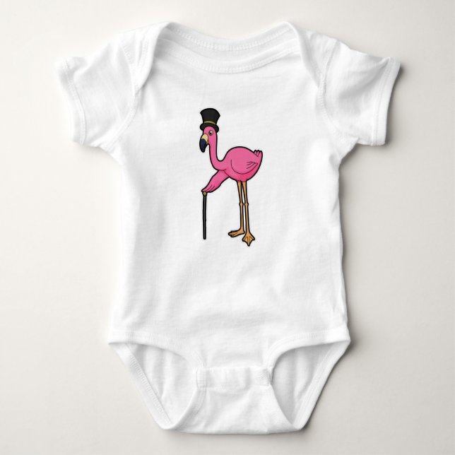 Body Para Bebê Flamingo como Grove com Chapéu e Cana (Frente)