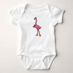 Body Para Bebê Flamingo como mecânico com chave inglesa