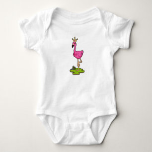 Body Para Bebê Flamingo como Princesa com Coroa