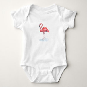 Body Para Bebê Flamingo cor-de-rosa.