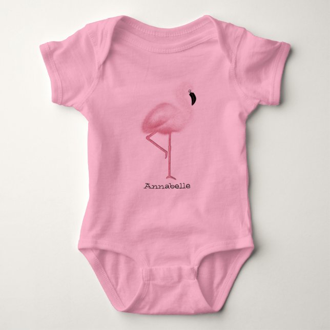 Body Para Bebê Flamingo cor-de-rosa de Peronalized (Frente)