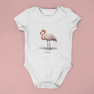 Body Para Bebê Flamingo Cor-de-Rosa, personalizável