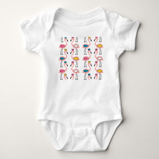 Body Para Bebê Flamingo Crown: Crianças Vintage (Frente)
