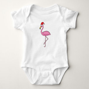 Body Para Bebê Flamingo de Natal com Santa Hat