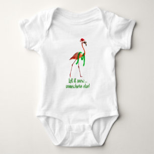 Body Para Bebê Flamingo de Natal na Praia