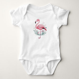Body Para Bebê Flamingo e Flores
