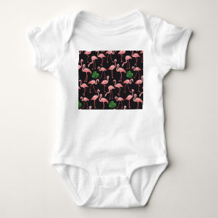 Body Para Bebê Flamingo Elegance: Fusão de Monstera Vintage.