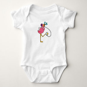 Body Para Bebê Flamingo na Música com Fone de Ouvido