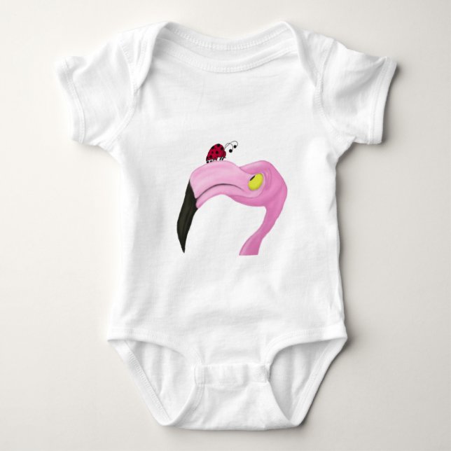 Body Para Bebê Flamingo Rosa bonito (Frente)