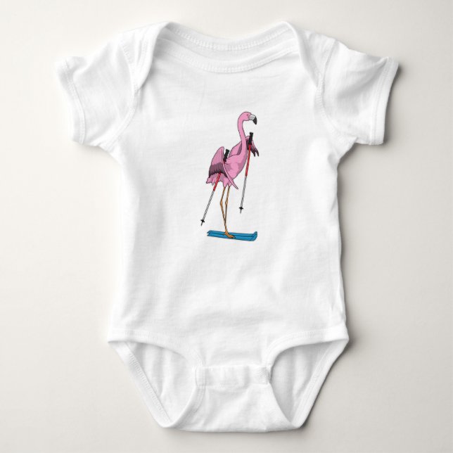 Body Para Bebê Flamingo Skier Ski (Frente)