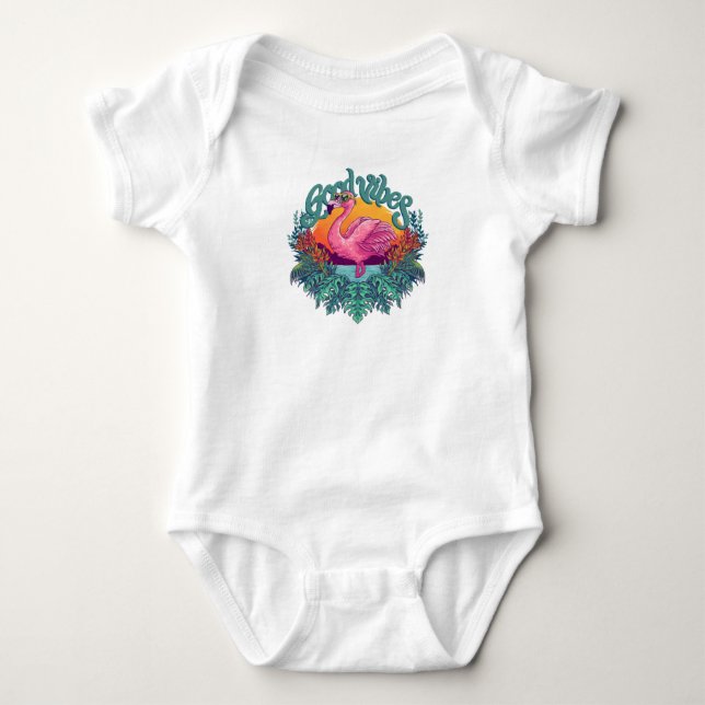 Body Para Bebê Flamingo Tropical (Frente)