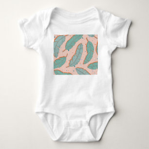 Body Para Bebê Flamingo tropical rosa, fundo da safra de verão.